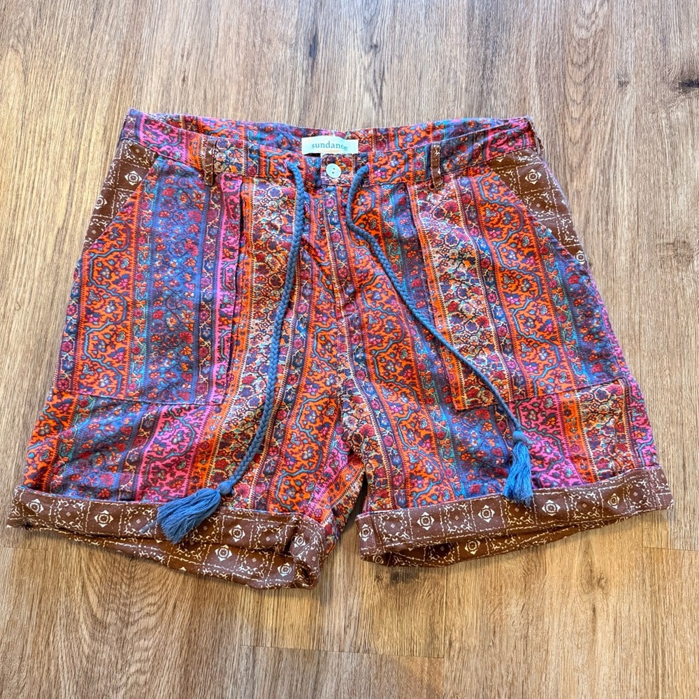 Sundance Kalini Shorts Womens Med Linen Cotton Colorful Floral Boho Beach Indie